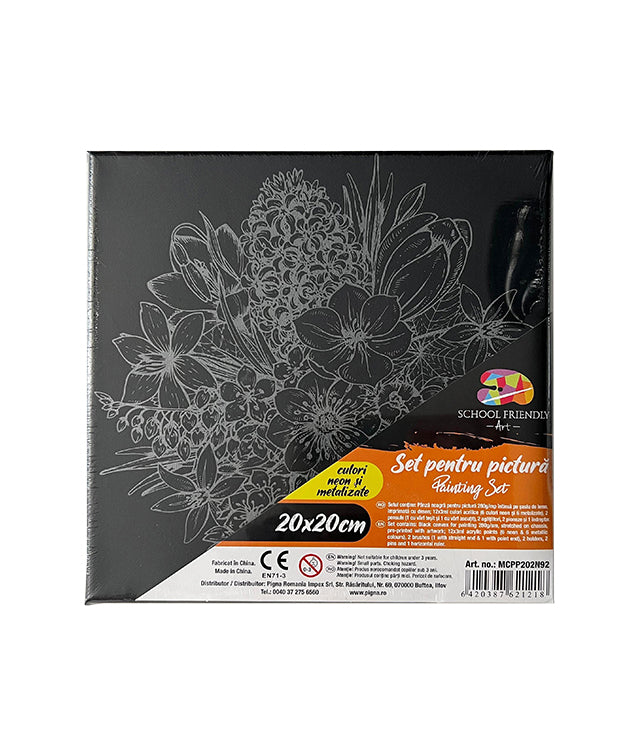 PANZA PREDESENATA PE SASIU NEAGRA 20*20CM FLORI SF ART PIGNA