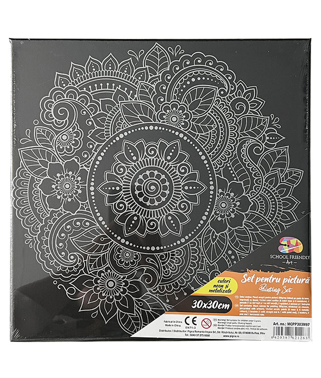 PANZA PREDESENATA PE SASIU NEAGRA 30*30CM MANDALE SF ART PIGNA