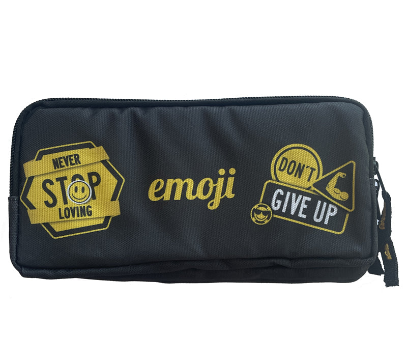 PENAR ETUI DREPTUNGHIULAR 3 FERMOARE NEGRU EMOJI PIGNA