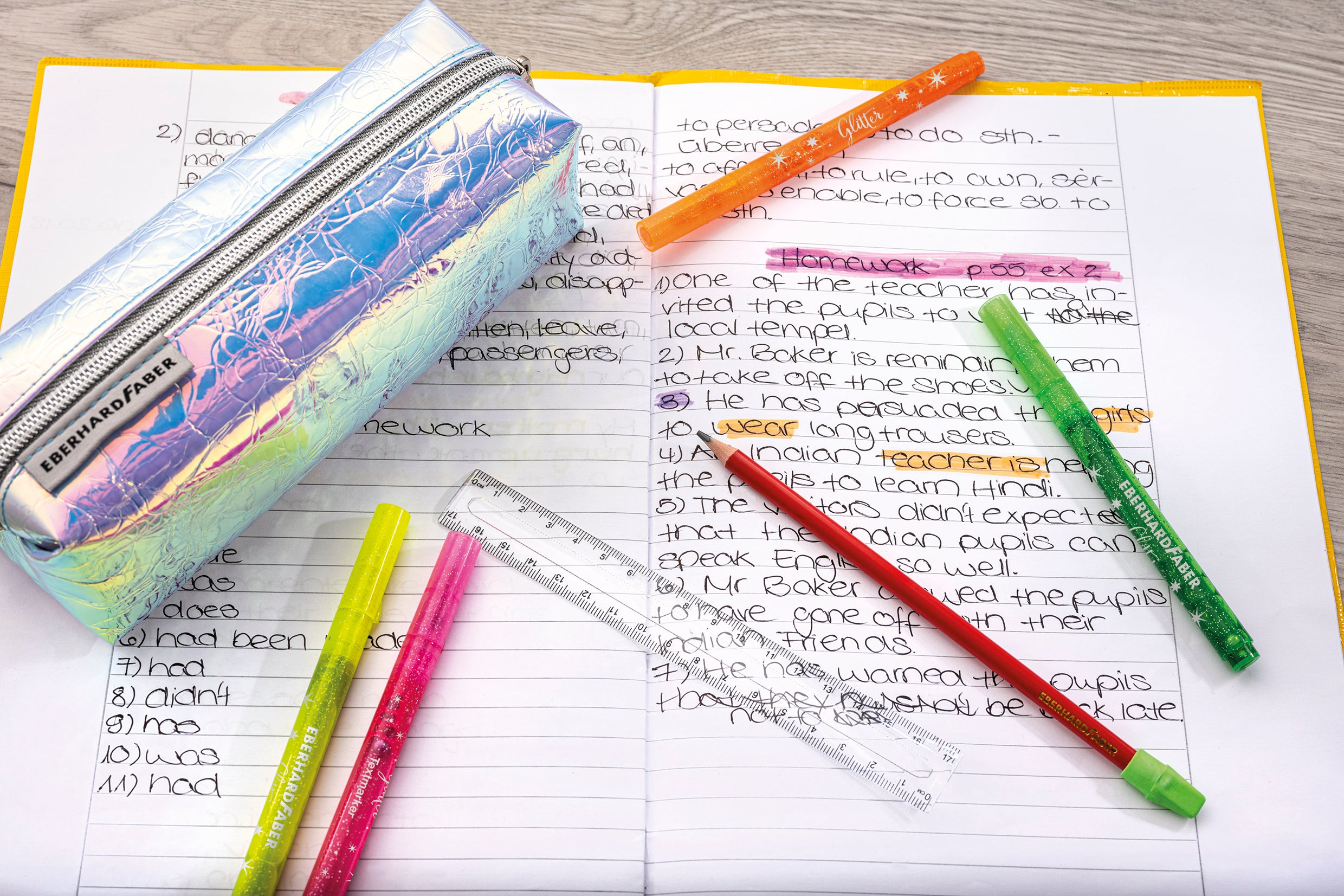 PENAR ETUI TUBULAR GLITTER FLIP FLOP ARGINTIU EBERHARD FABER