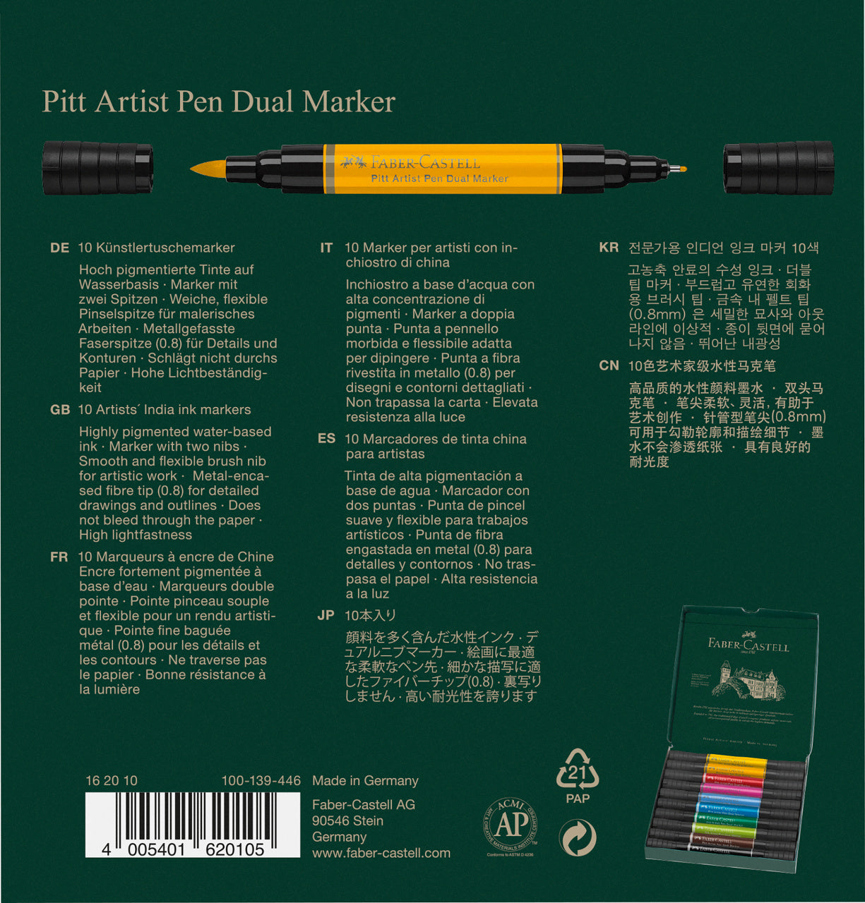 PITT ARTIST PEN DUAL MARKER SET 10 BUC FABER-CASTELL