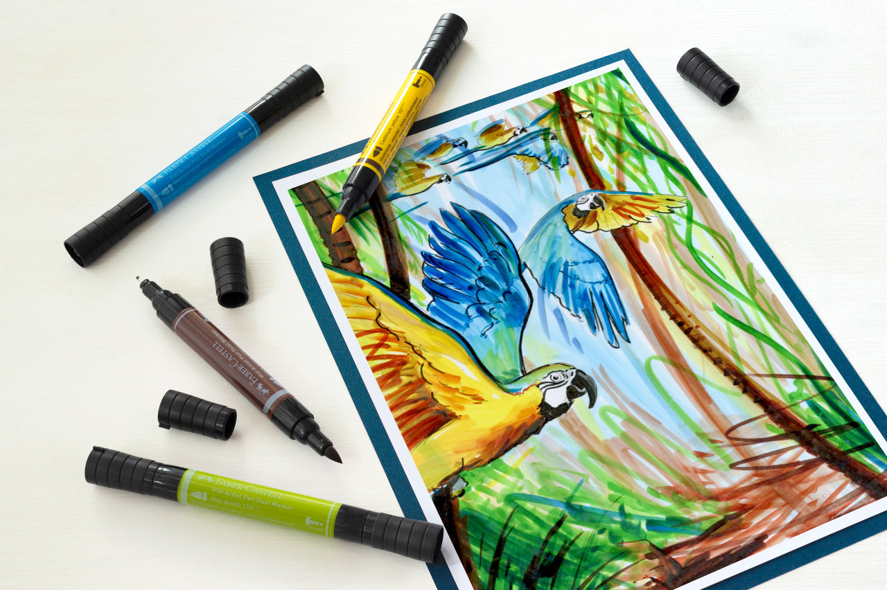 PITT ARTIST PEN DUAL MARKER SET 5 BUC ANIMALS FABER-CASTELL