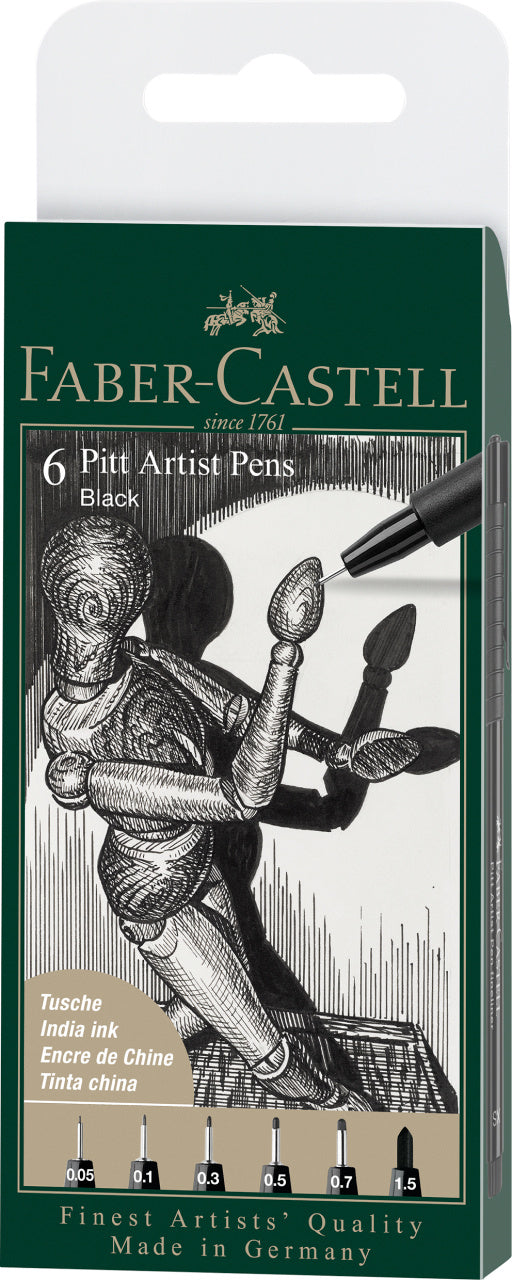 PITT ARTIST PEN SET 6 BUC 0.05, 0.1, 0.3, 0.5, 0.7, 0.15 FABER-CASTELL