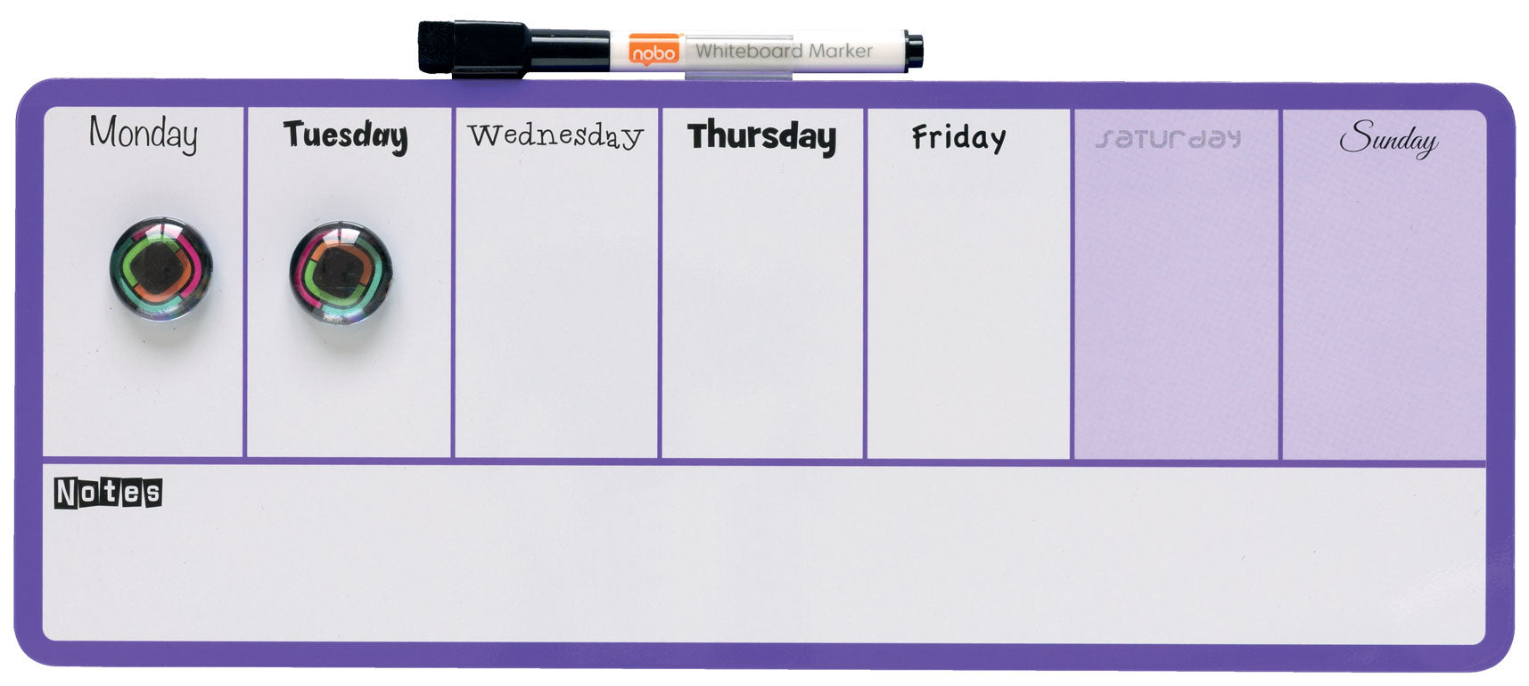 PLANNER MAGNETIC SAPTAMANAL 140 X 36 CM MOV NOBO