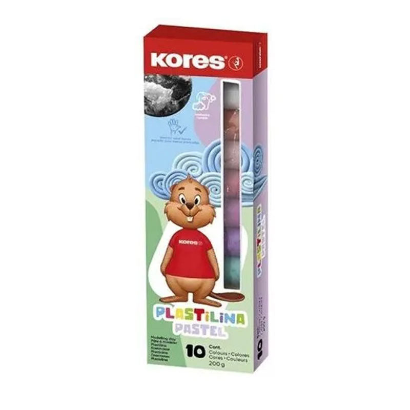 PLASTILINA 10 CULORI PASTEL 200G KORES