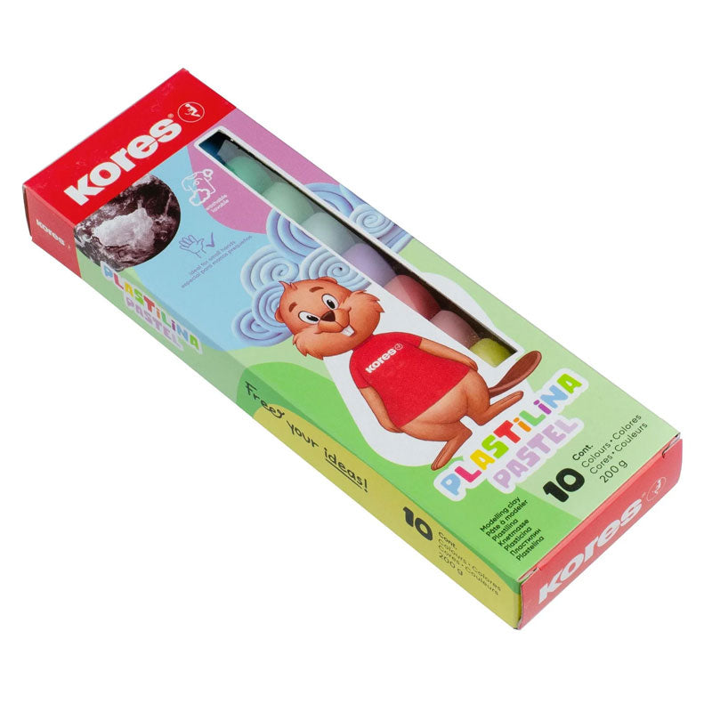 PLASTILINA 10 CULORI PASTEL 200G KORES
