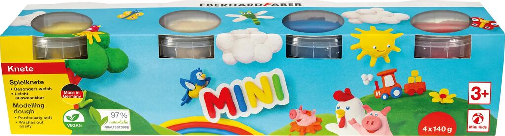 PLASTILINA MODELAJ 4CULORI BASIC X 140G EBERHARD FABER