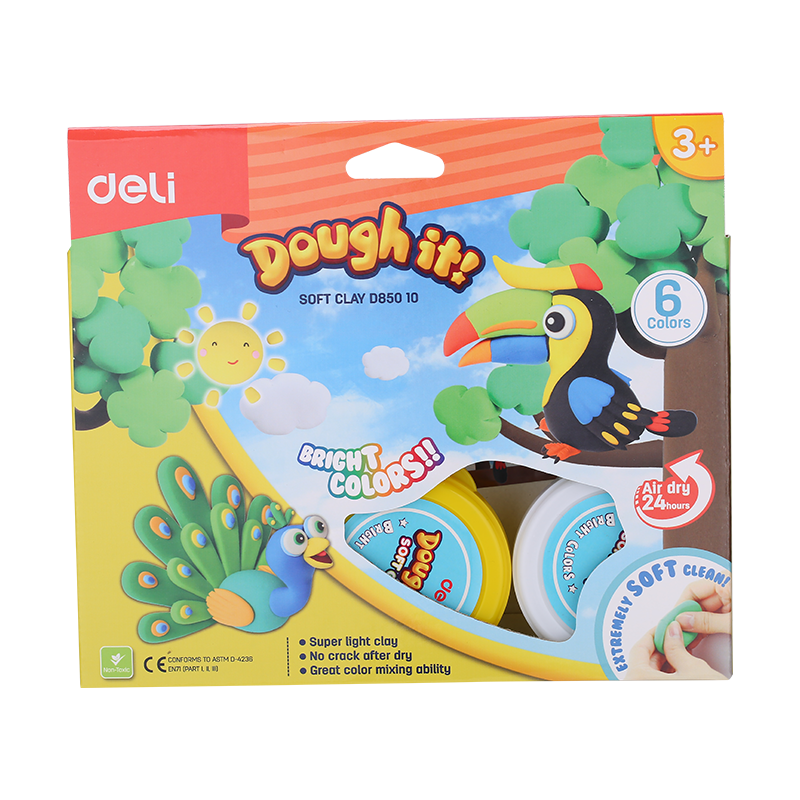 PLASTILINA SOFT LIGHT 6 BORCANE* 15G DELI