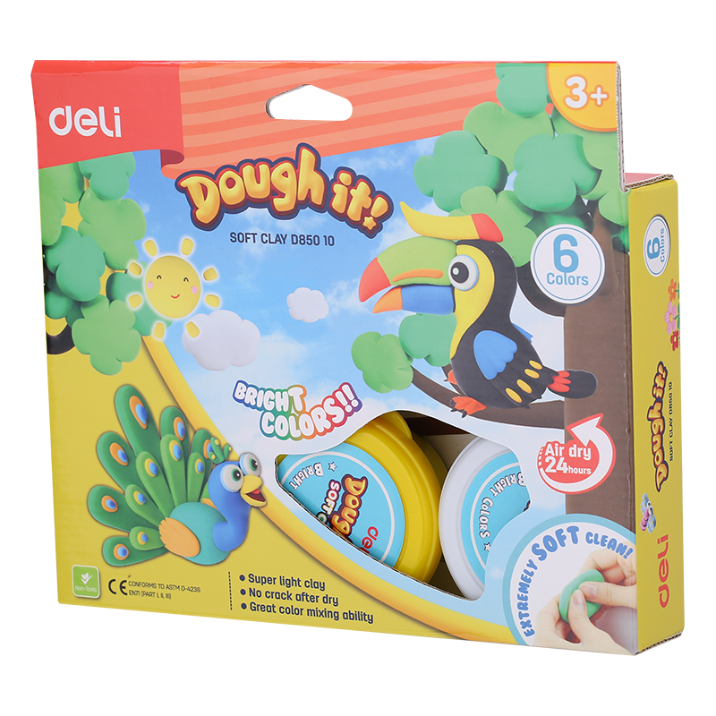 PLASTILINA SOFT LIGHT 6 BORCANE* 15G DELI