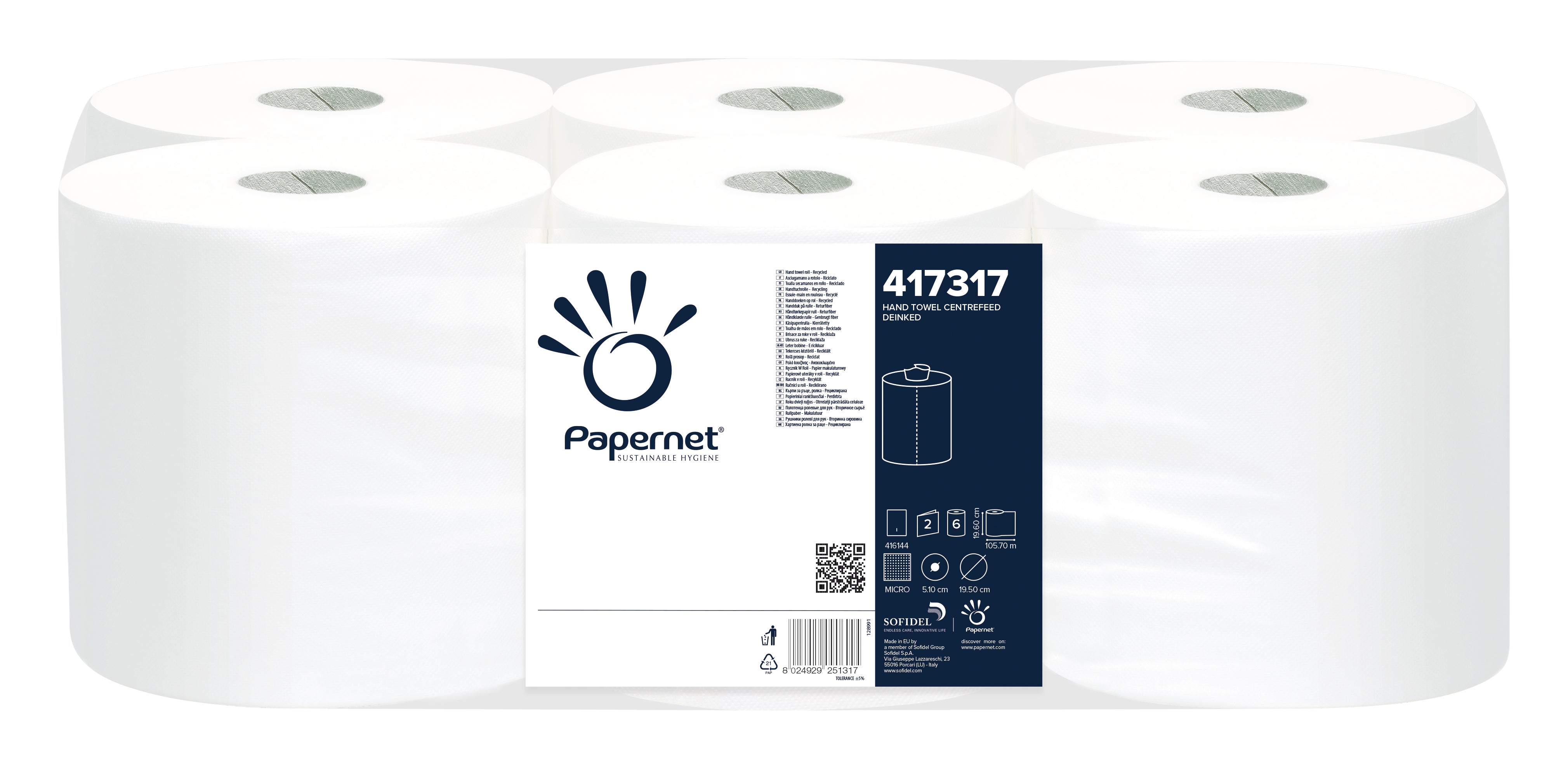PROSOP HARTIE ALB ECO DK 2STR 105M 6/SET PAPERNET