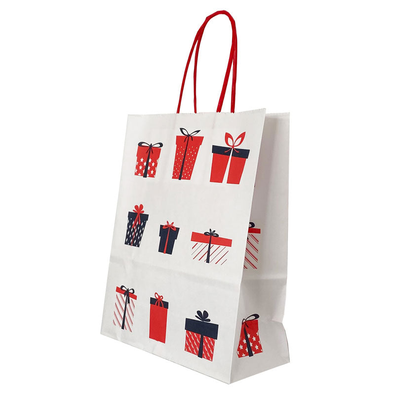 PUNGA HARTIE MANER RASUCIT 18 x 8 x 22 CM ALB/ALB CRACIUN PAPIROTI