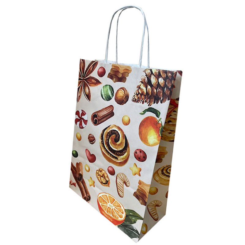 PUNGA HARTIE MANER RASUCIT 26 x 12 x 35 CM ALB PRAJITURI CRACIUN PAPIROTI