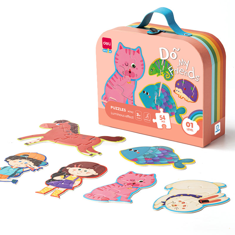 PUZZLE GEANTA CADOU 54 PIESE EFECT LUMINOS FRIENDS 3+  DELI