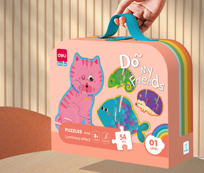 PUZZLE GEANTA CADOU 54 PIESE EFECT LUMINOS FRIENDS 3+  DELI