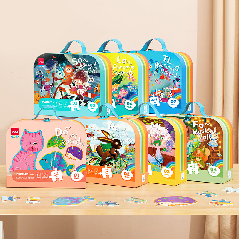 PUZZLE GEANTA CADOU 89 PIESE EFECT LUMINOS DINOZAURI 4+ DELI