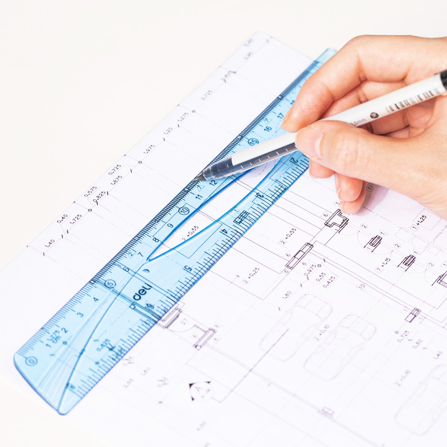 RIGLA 20CM ALBASTRA TRANSPARENTA DELI