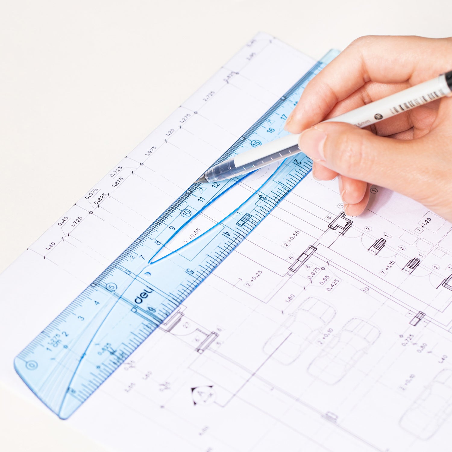 RIGLA 30CM ALBASTRA TRANSPARENTA DELI