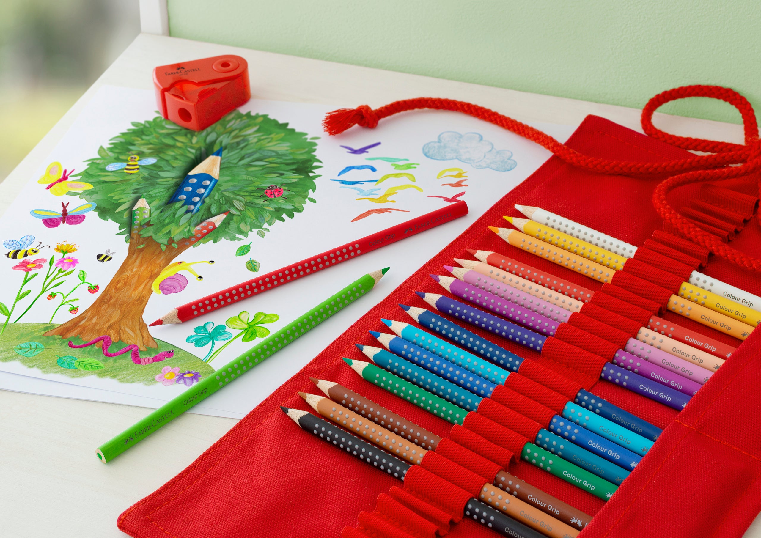 ROLLUP 18 CREIOANE COLORATE GRIP+ ASCUTITOARE SLEEVE FABER-CASTELL
