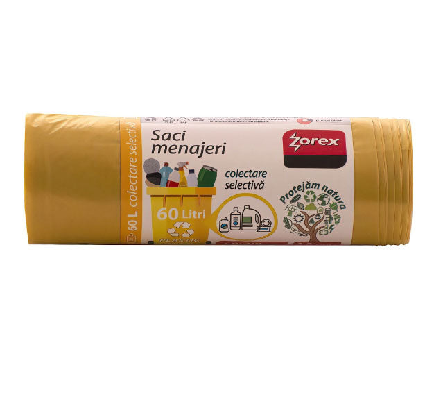 SACI MENAJERI 60L 10/SET GALBENI