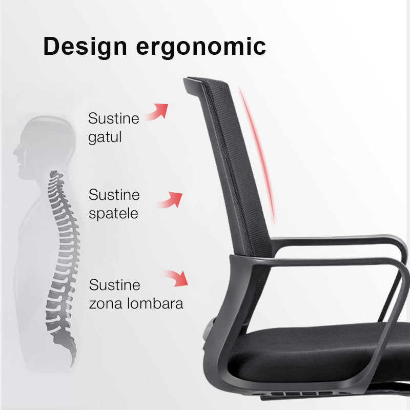 SCAUN CONFERINTA SPATAR MESH NEGRU DELI