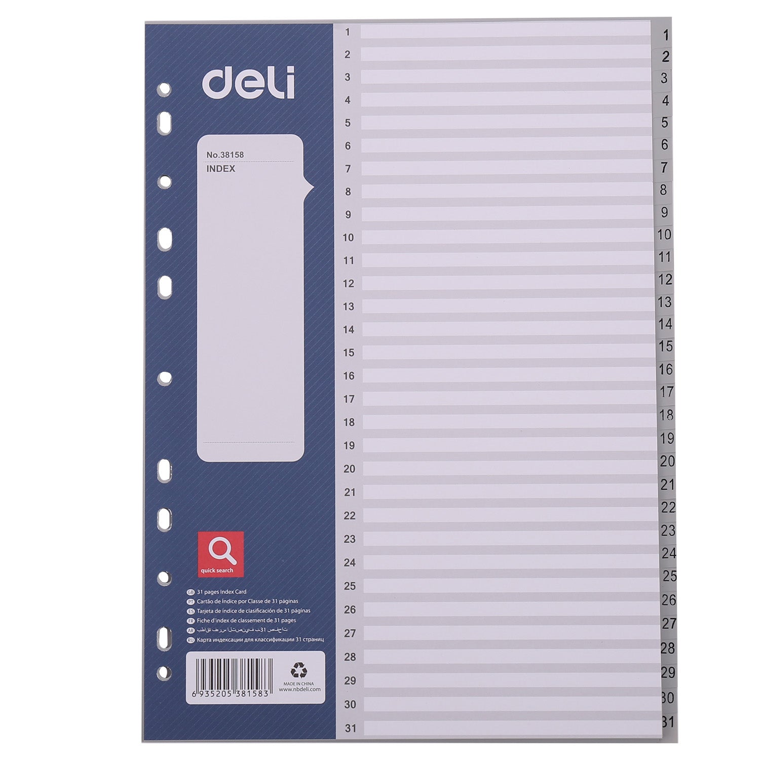 SEPARATOARE INDEX PLASTIC 1-31 DELI