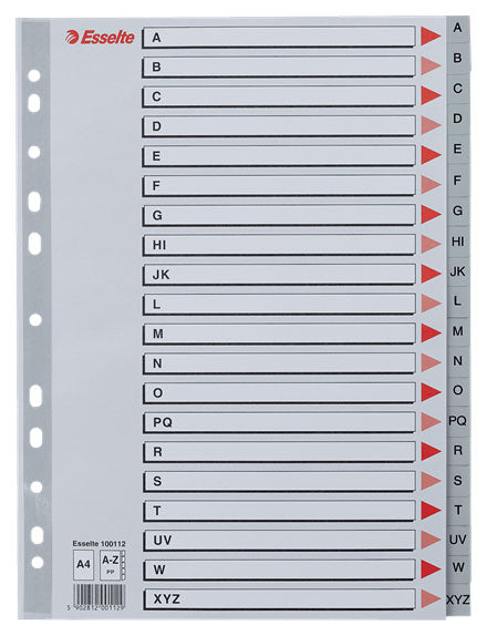 SEPARATOARE INDEX PLASTIC A-Z ESSELTE