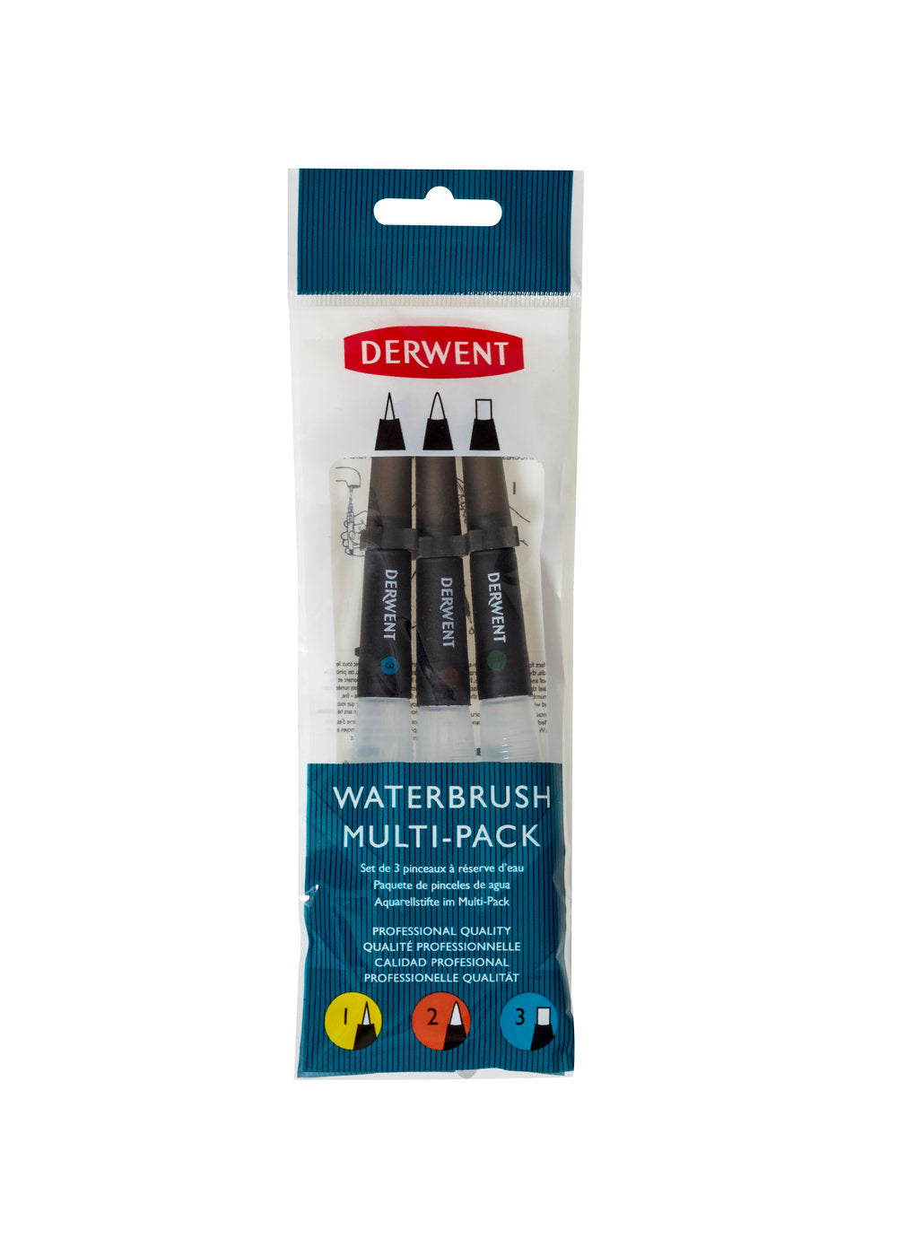 SET 3 BUCATI PENSULE CU REZERVOR (2 x VARF ROTUND, 1 x VARF TESIT) PROFESSIONAL DERWENT