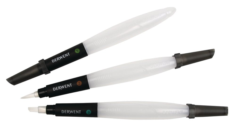SET 3 BUCATI PENSULE CU REZERVOR (2 x VARF ROTUND, 1 x VARF TESIT) PROFESSIONAL DERWENT
