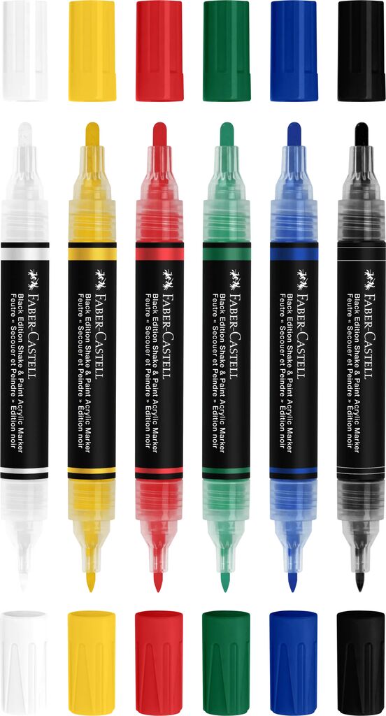 SET 6 MARKERE ACRILICE SHAKE&PAINT CULORI CLASICE FABER-CASTELL