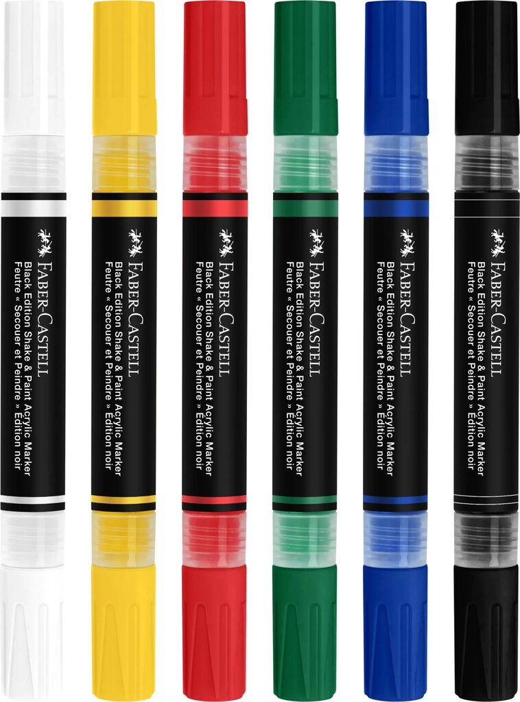 SET 6 MARKERE ACRILICE SHAKE&PAINT CULORI CLASICE FABER-CASTELL