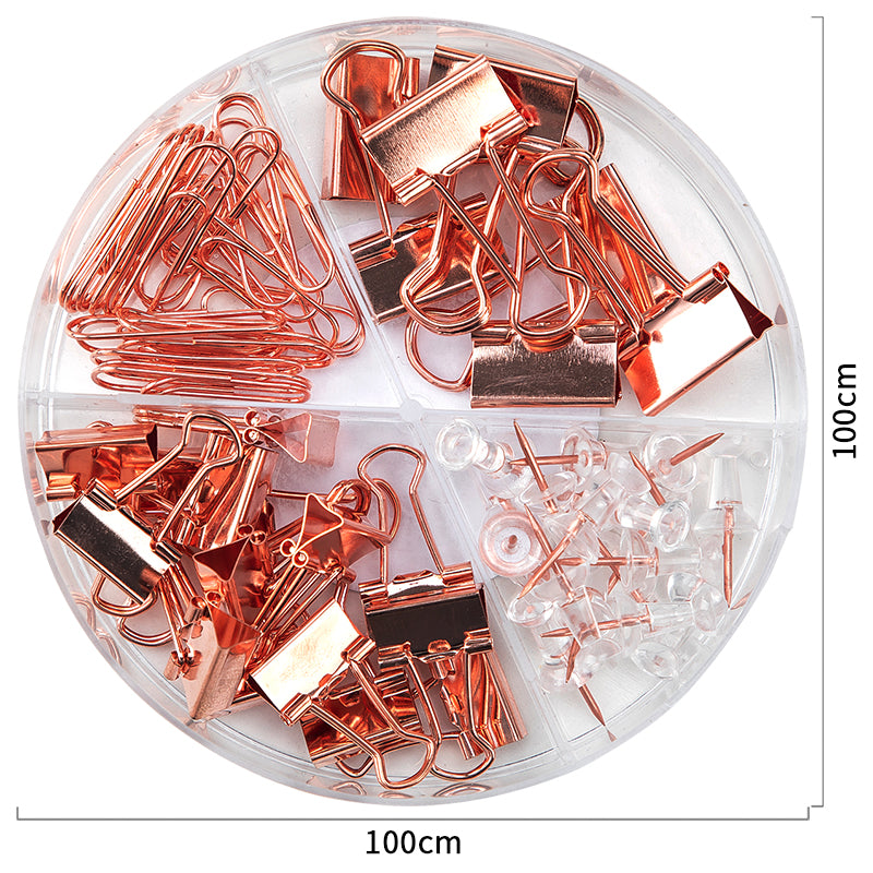 SET ACCESORII BIROU (AGRAFE, CLIPSURI, PIONEZE) AURIU DELI