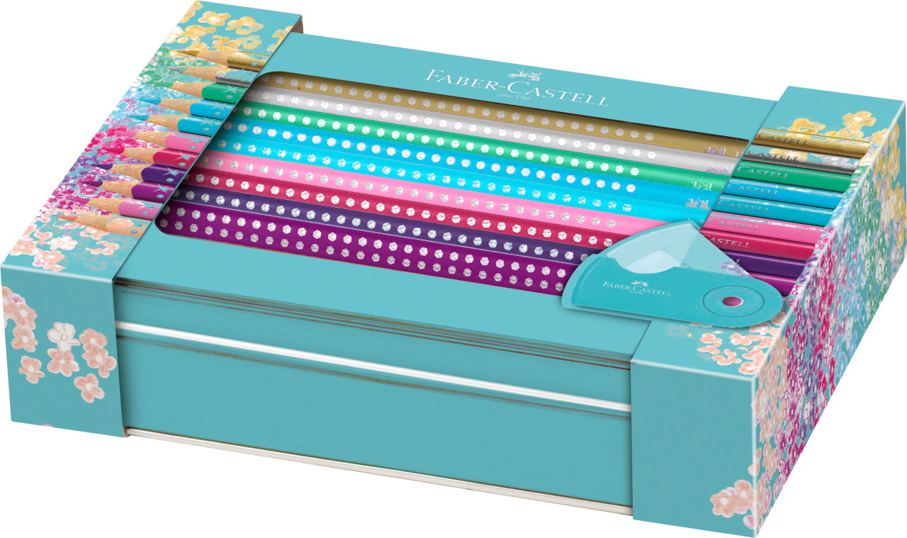 SET CADOU 20 CREIOANE COLORATE SPARKLE + ASC. SLEEVE FABER-CASTE