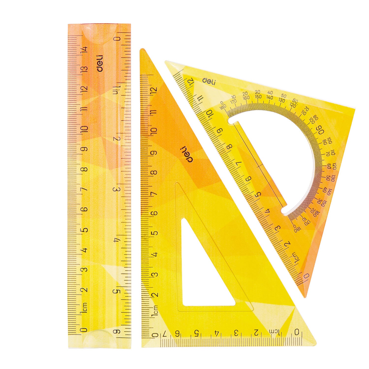 SET GEOMETRIE 3 PIESE FLEXIBIL COLOR (RIG.15, ECH.13CM, ECH.13CM) DELI