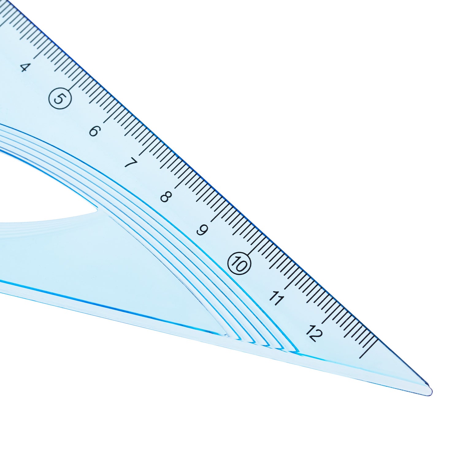 SET GEOMETRIE 4 PIESE ALBASTRU TRANSPARENT (RIG20CM, ECH*2, RAP) DELI