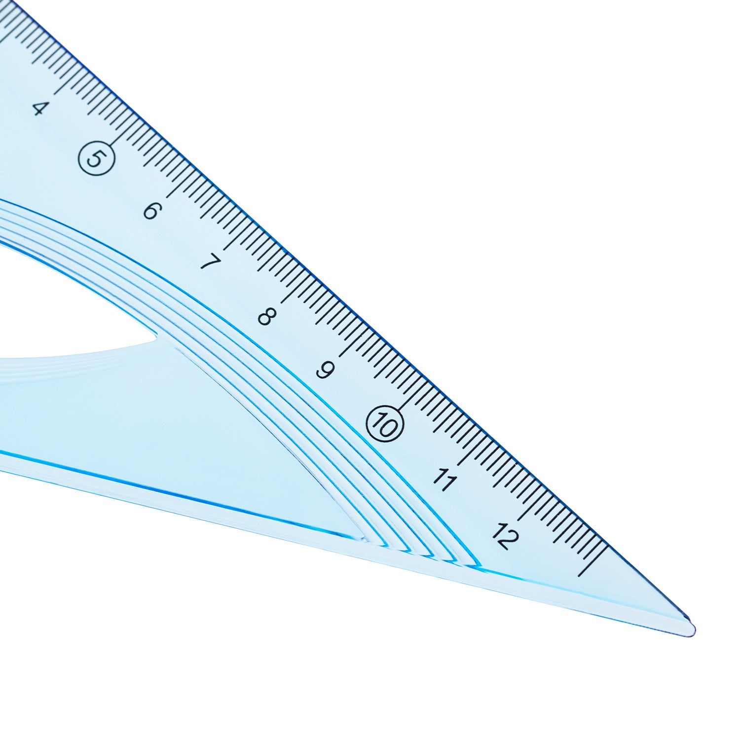 SET GEOMETRIE 4 PIESE ALBASTRU TRANSPARENT (RIG30CM, ECH*2, RAP) DELI