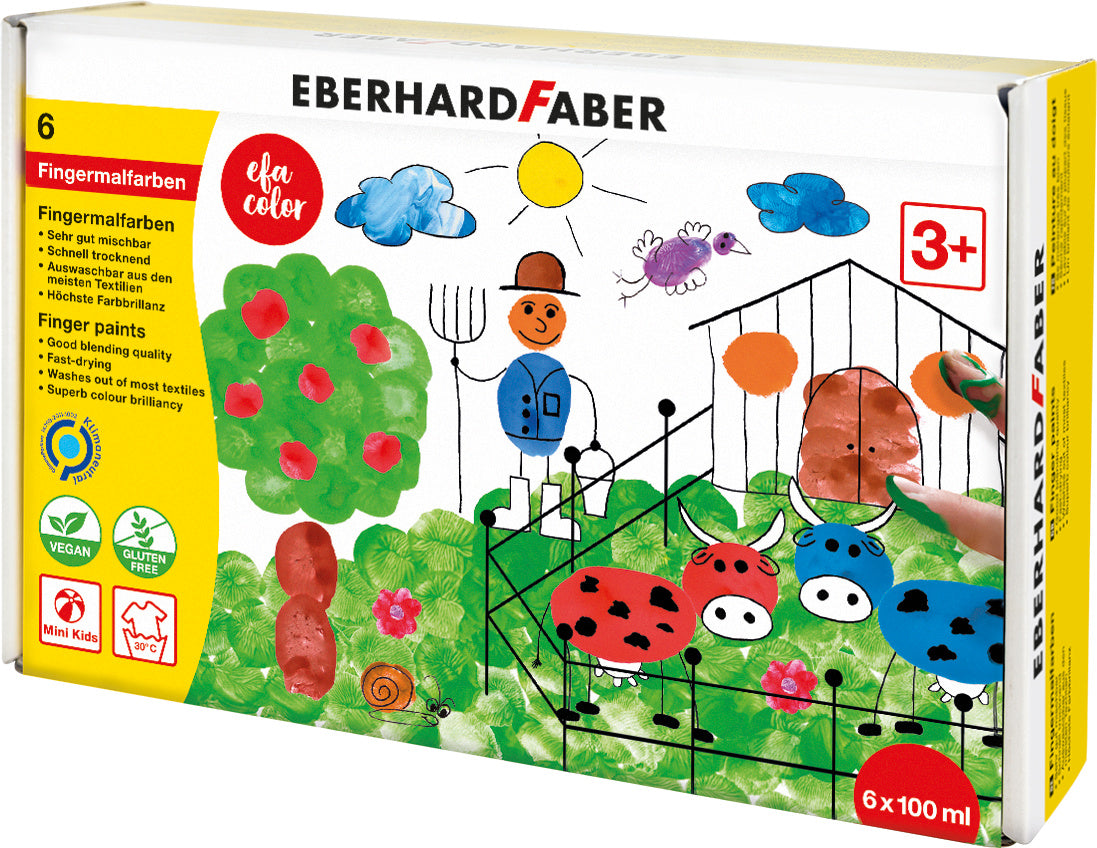 SET PICTURA CU DEGETELE 6 CULORI 100ML EBERHARD FABER