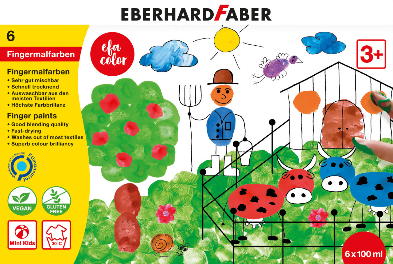 SET PICTURA CU DEGETELE 6 CULORI 100ML EBERHARD FABER