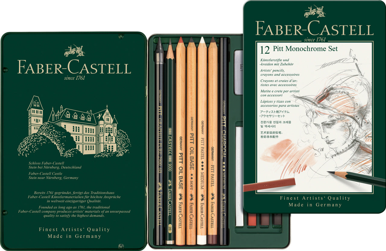 SET PITT MONOCHROME 12 BUC NOU FABER-CASTELL