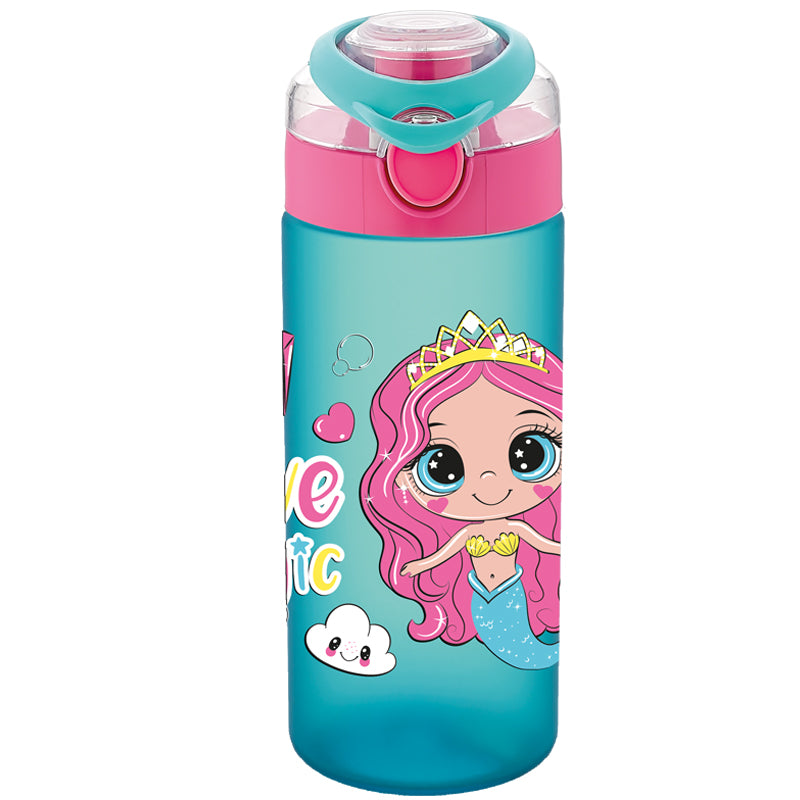 STICLA APA PT COPII TRITAN SOFT TOUCH 500ML CU DESCHIDERE AUTOMATA SI MANER TRANSPORT T-0108 NOKI