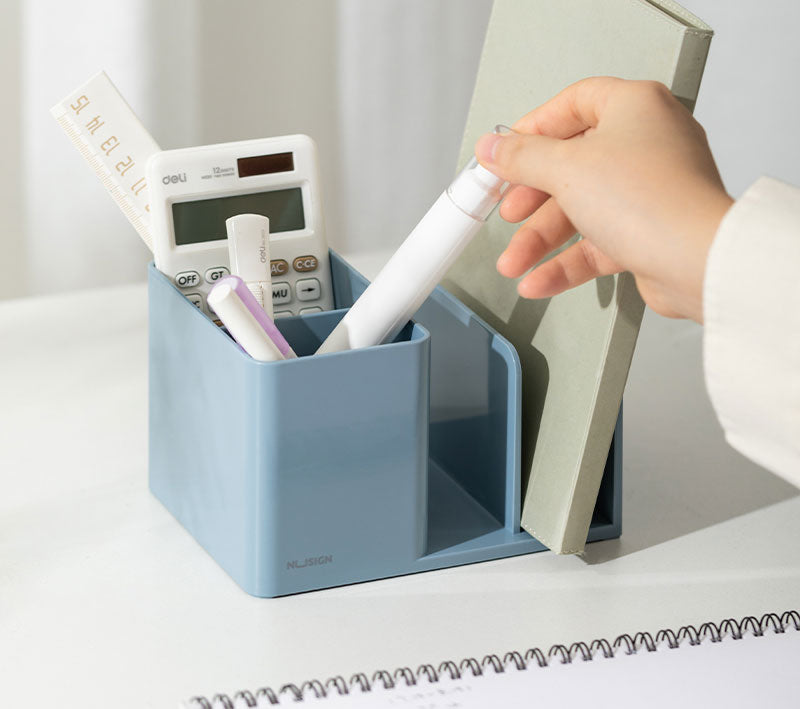 SUPORT BIROU 2 COMPARTIMENTE + 2 SEPARATOARE CARTI ALBASTRU NU SIGN DELI