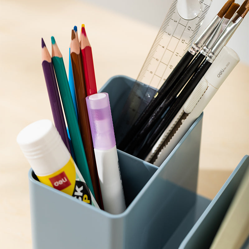 SUPORT BIROU 2 COMPARTIMENTE + 2 SEPARATOARE CARTI ALBASTRU NU SIGN DELI