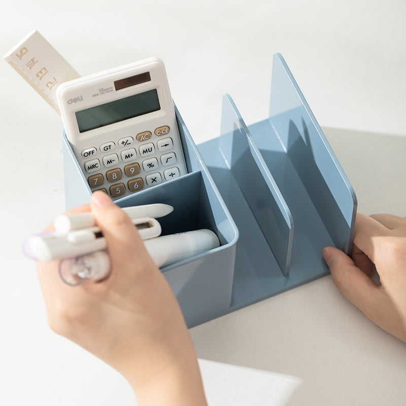 SUPORT BIROU 2 COMPARTIMENTE + 2 SEPARATOARE CARTI ALBASTRU NU SIGN DELI