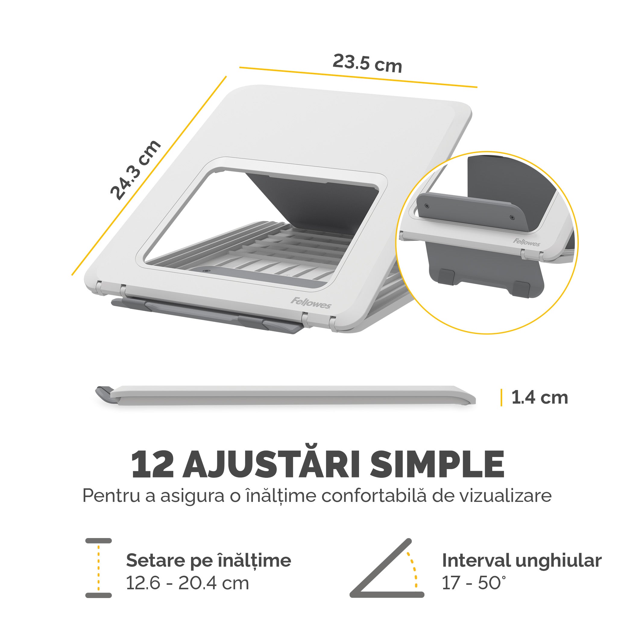 SUPORT ERGONOMIC PENTRU LAPTOP ALB BREYTA