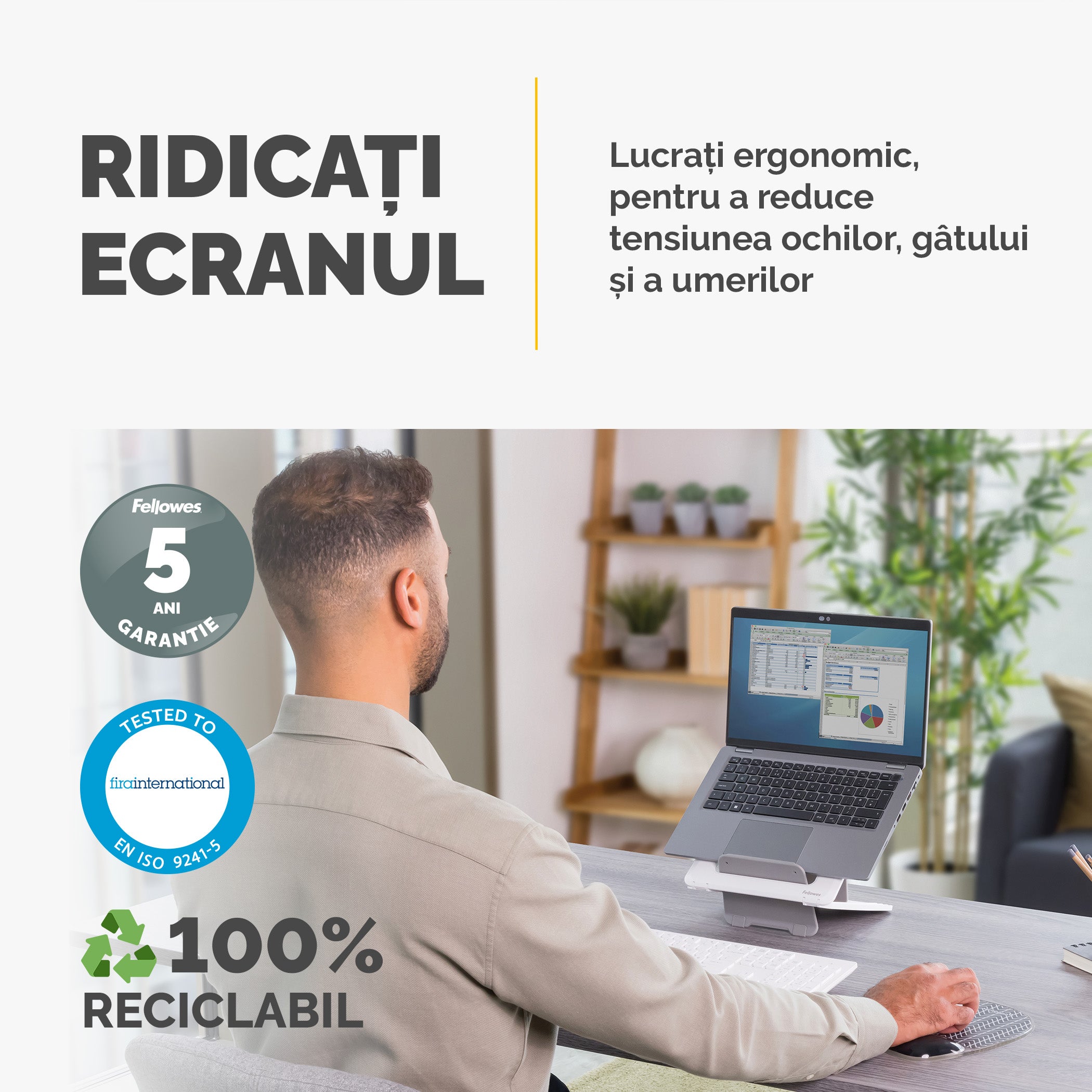 SUPORT ERGONOMIC PENTRU LAPTOP ALB BREYTA