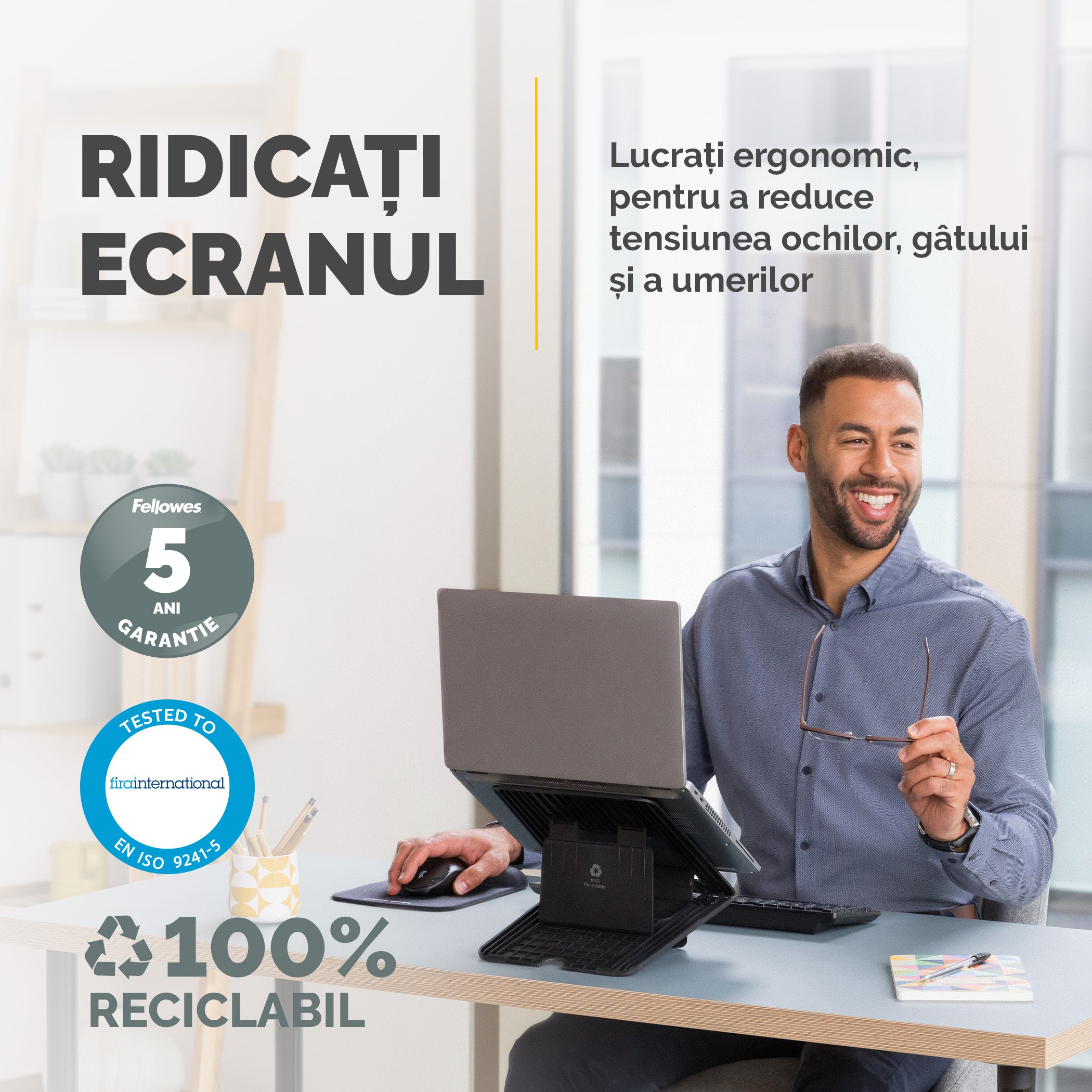 SUPORT ERGONOMIC PENTRU LAPTOP NEGRU BREYTA