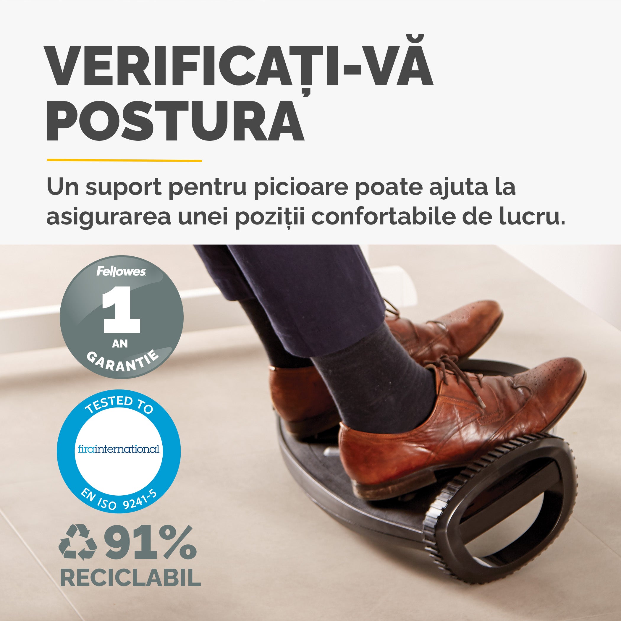 SUPORT ERGONOMIC PENTRU PICIOARE SMART SUITES FELLOWES