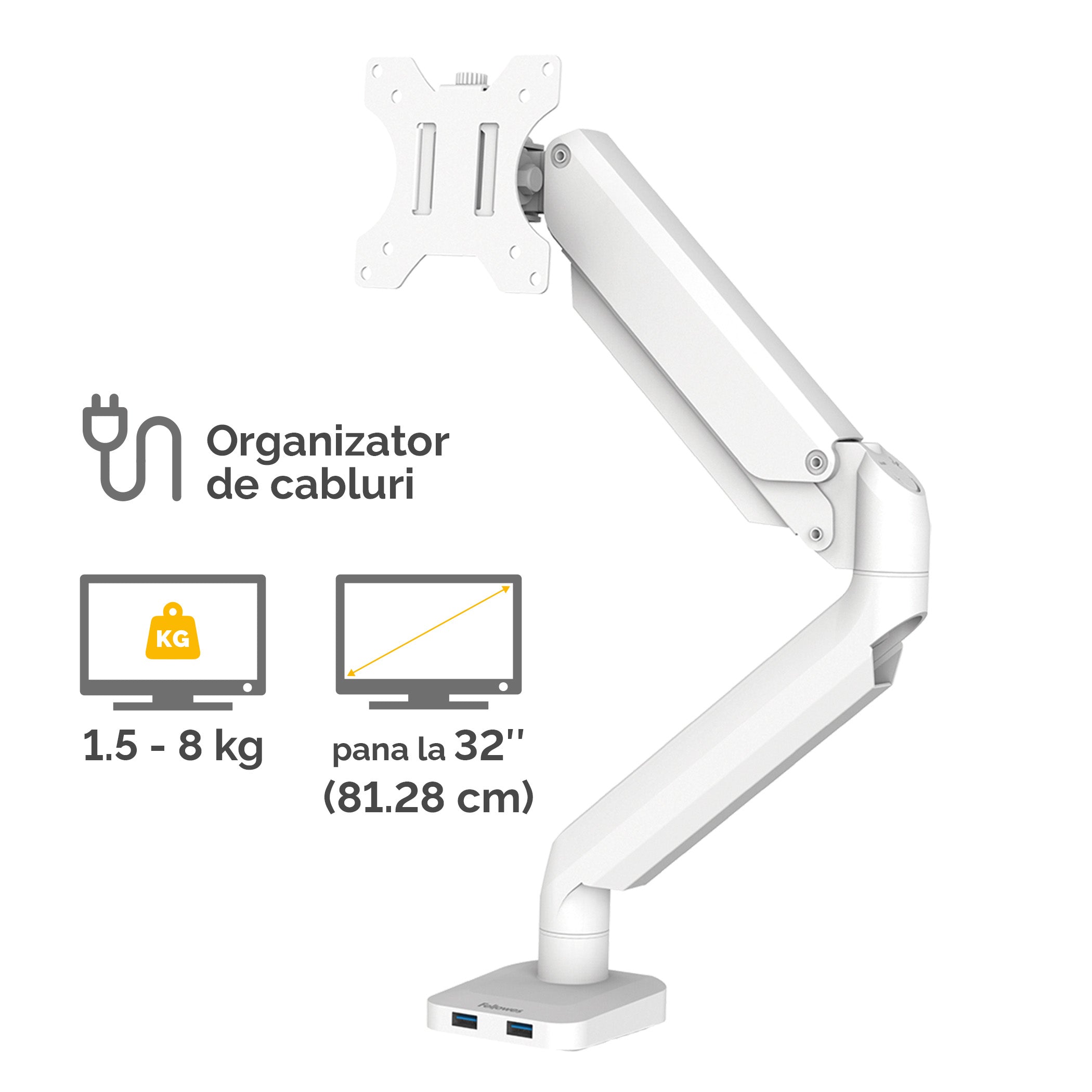 SUPORT MONITOR 1 BRAT ALB PLATINIUM FELLOWES