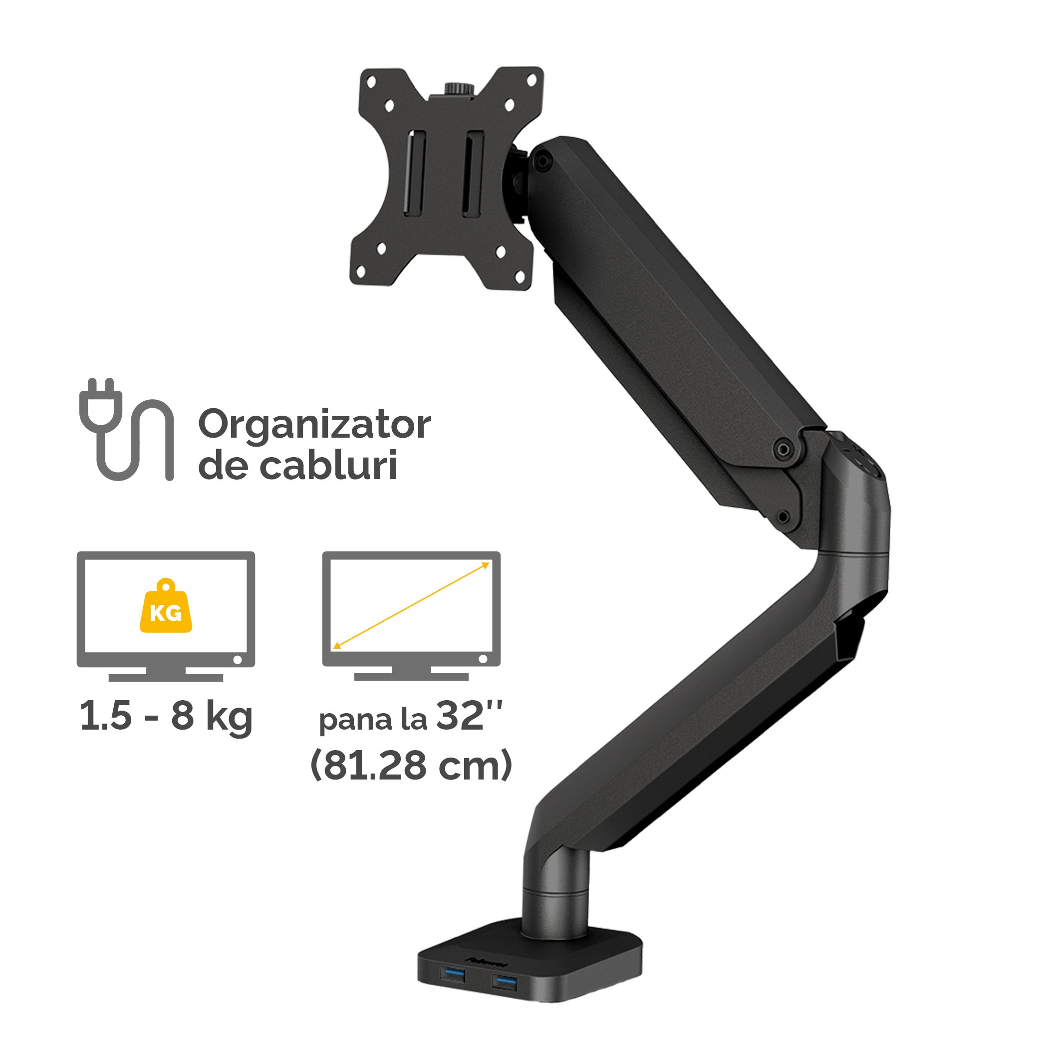 SUPORT MONITOR 1 BRAT NEGRU PLATINIUM FELLOWES
