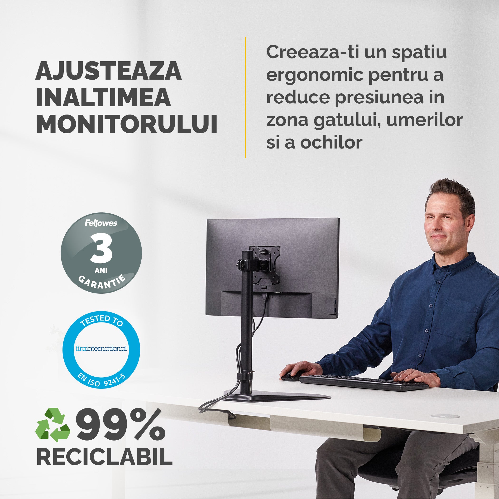 SUPORT MONITOR BAZA FIXA 1 BRAT PROFESSIONAL FELLOWES