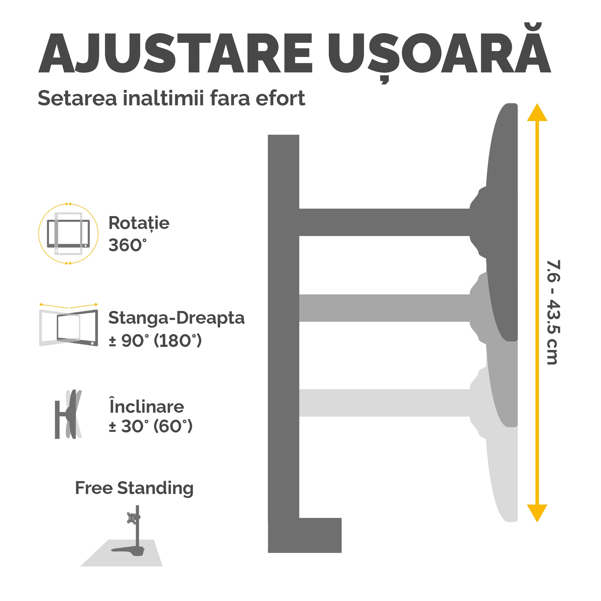 SUPORT MONITOR BAZA FIXA 2 BRATE PROFESSIONAL FELLOWES